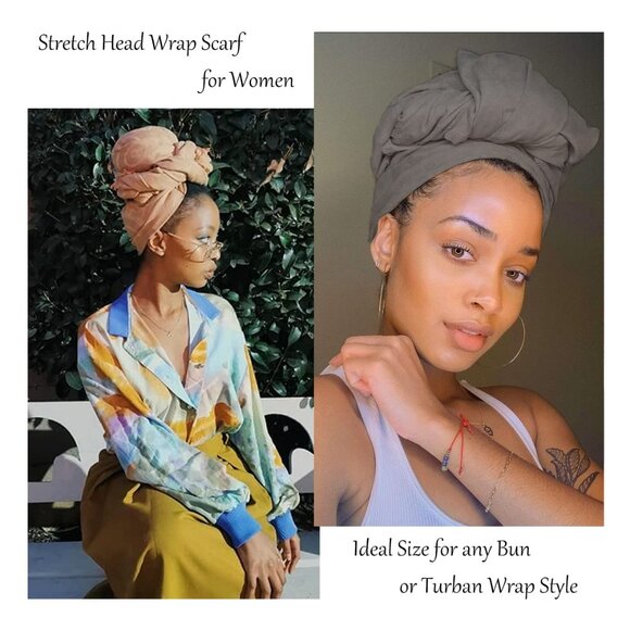 4 Pack African Turbans Head Wraps Jersey for Women Wraps Scarves - Picture 2 of 6